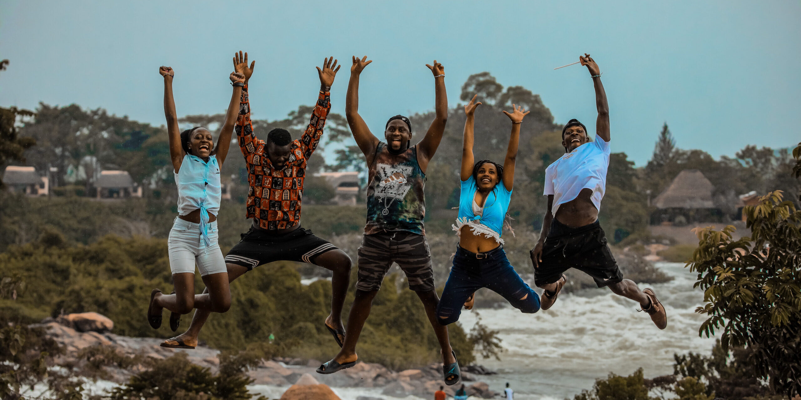 My friends and I enjoying the beauty at Busowoko falls